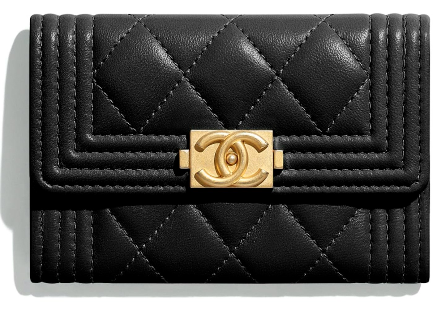 chanel boy flap card holder quilted lambskin gold tone black in lambskin with gold tone chanel boy flap card