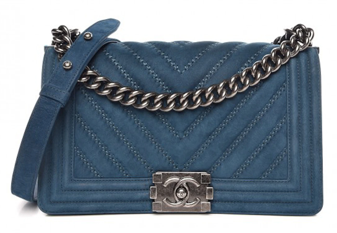 Chanel Blue Quilted Lambskin Rectangular Mini Classic Shoulder