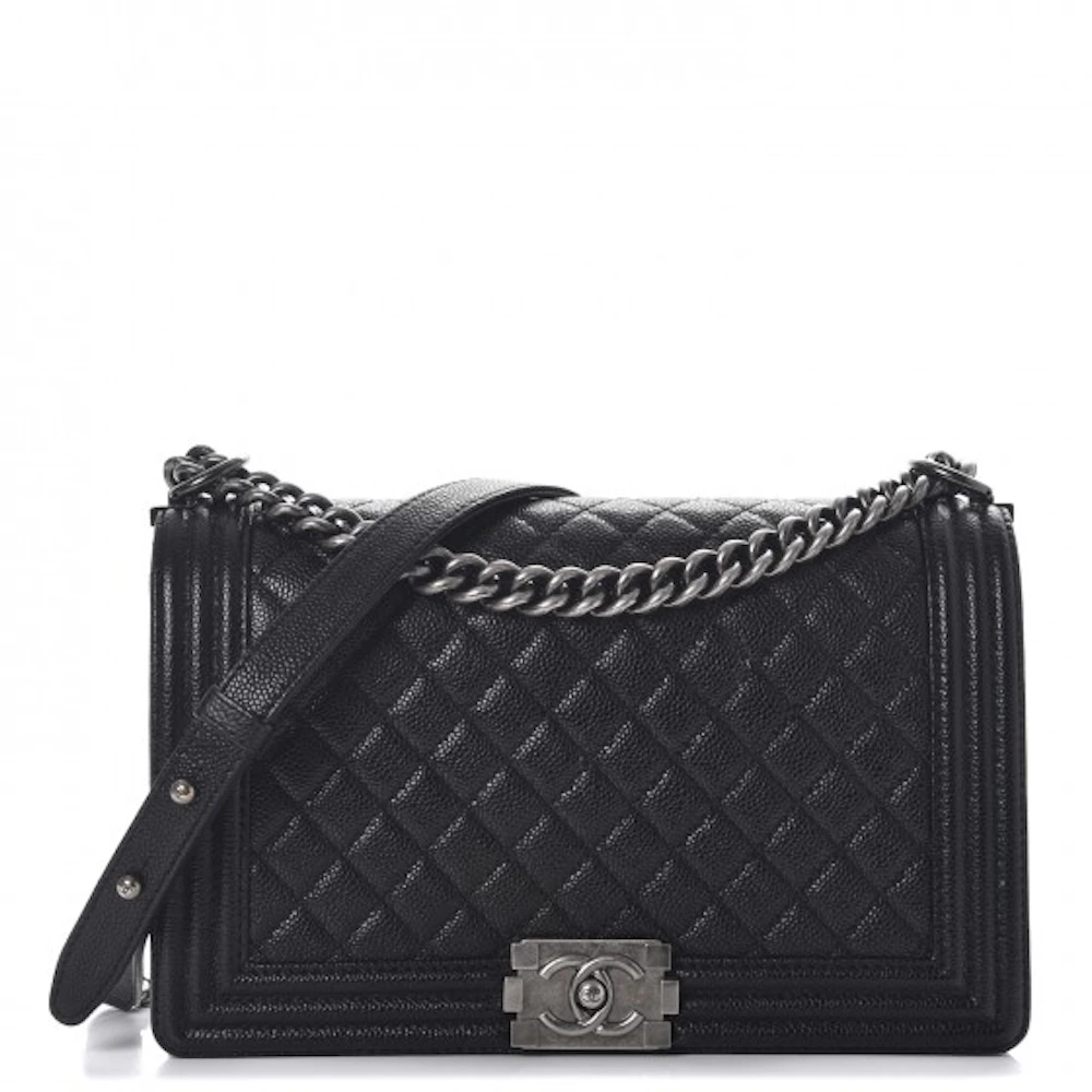 Chanel Black Caviar Medium Boy Bag