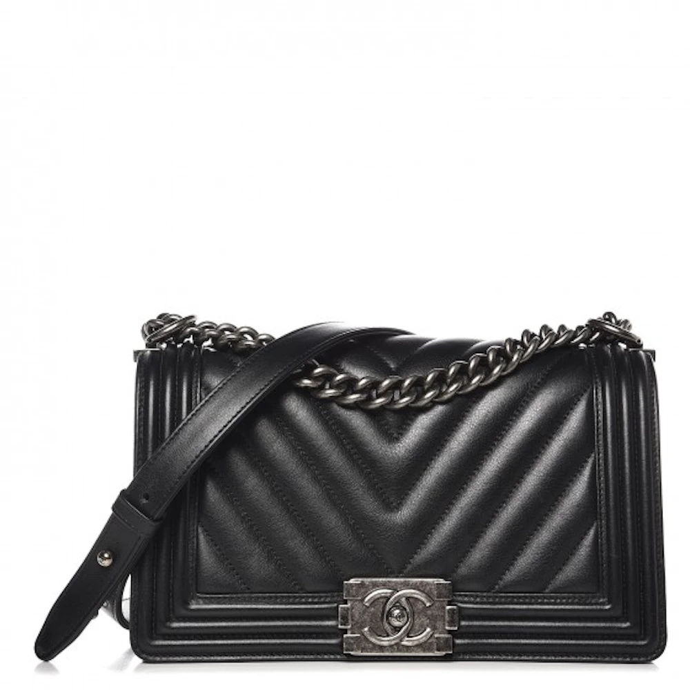 Chanel Chevron Quilted Caviar Boy Flap