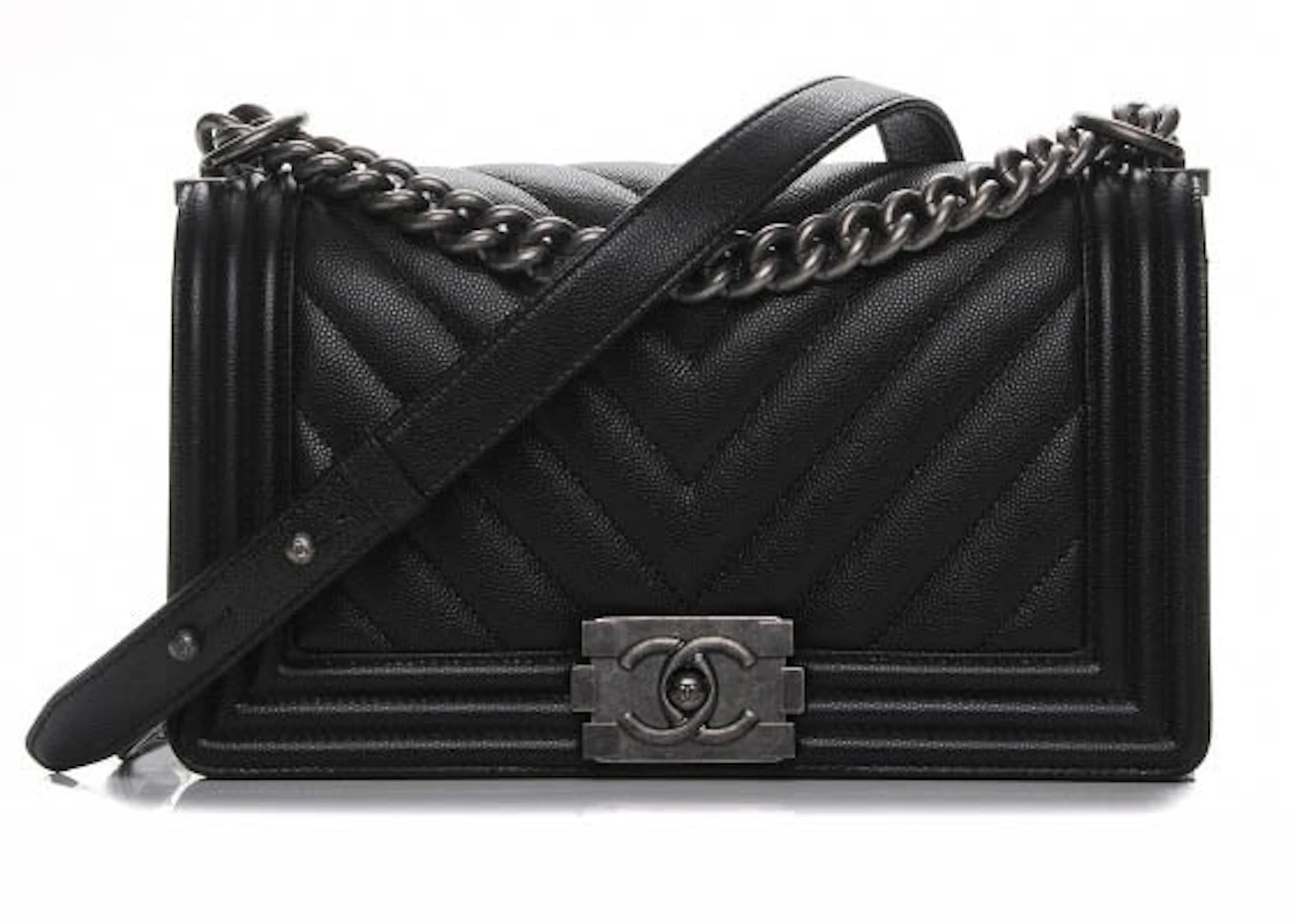 Chanel Old Medium Navy Quilted Caviar Boy Bag