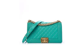 Chanel Boy Flap Quilted Diamond Medium Turquoise