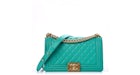 Chanel Boy Flap Quilted Diamond Medium Turquoise