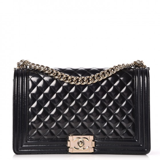 A BLACK PATENT LEATHER LARGE BOY BAG CHANEL 2012  Christies