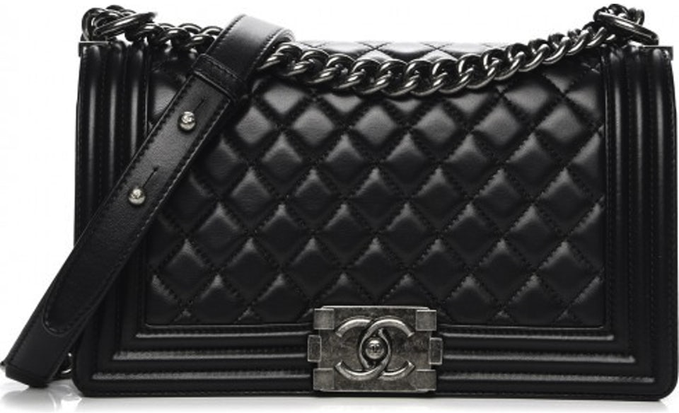 Chanel Boy Flap Quilted Medium Caviar Black in Caviar with Ruthenium-tone -  US