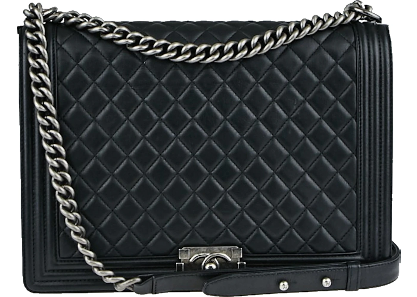 Chanel Boy Flap Quilted Lambskin Ruthenium Large Black - US