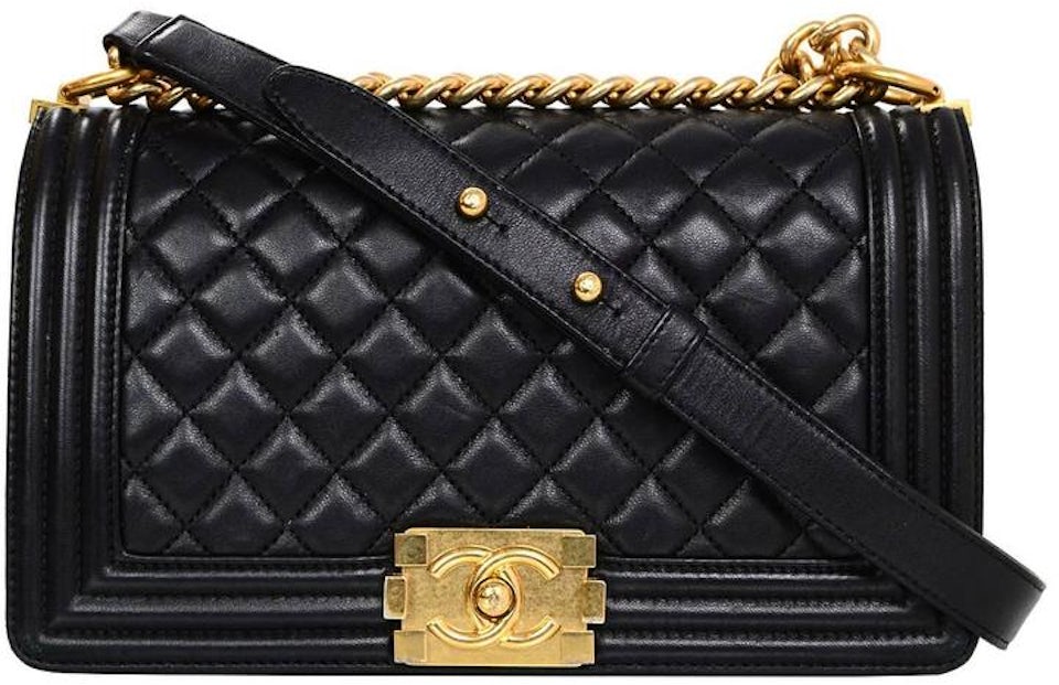Chanel Flap Bag Mini Lambskin Gold-tone Black in Lambskin with