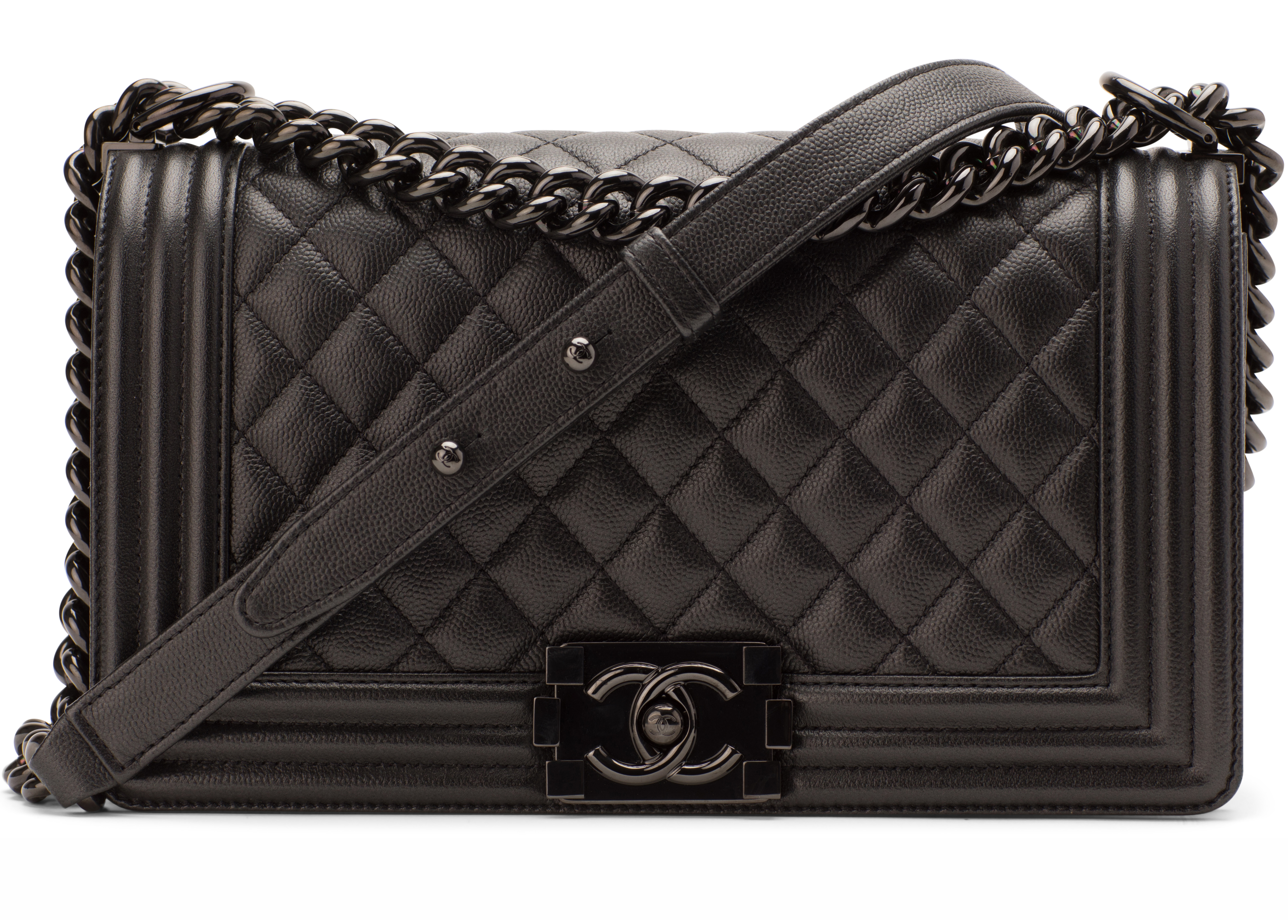 Chanel Maxi All Black Chevron  NEW  Designer WishBags
