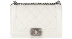 Chanel Boy Flap Quilted New Medium White