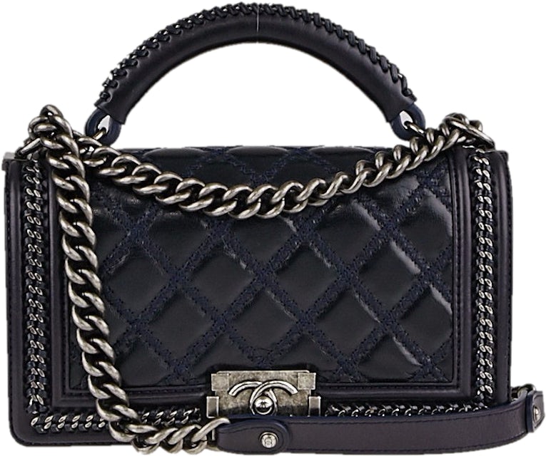 Chanel Old Medium White Quilted Caviar Boy Bag