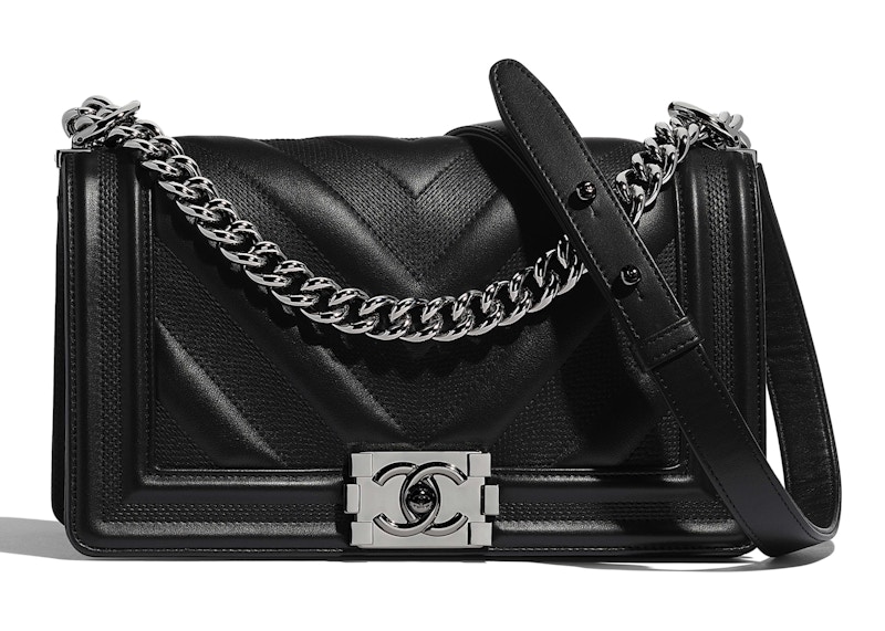 Chanel charcoal boy discount bag