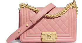 Chanel Boy Quilted Calfskin Gold-tone Small Pink