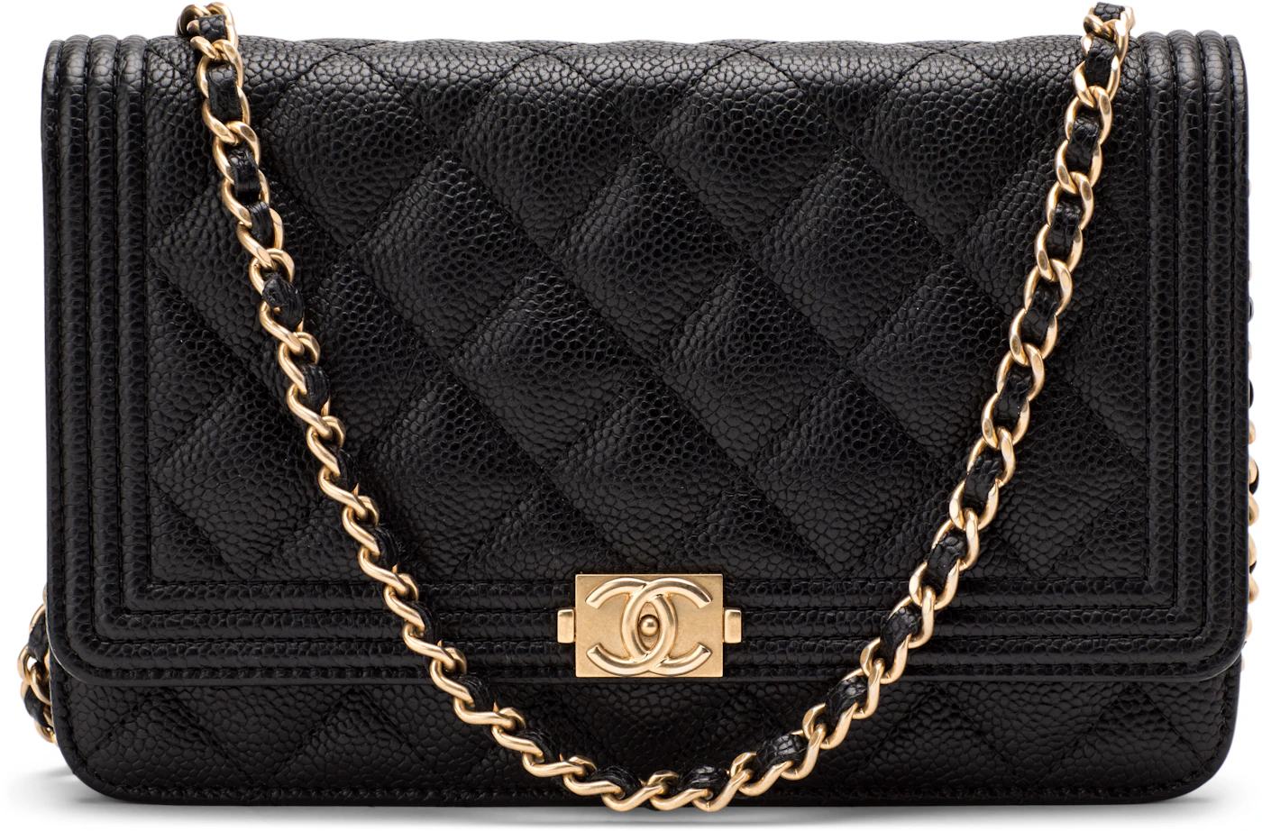 Black Chanel panache Quilted Boy Wallet On verniciata Crossbody Bag, RvceShops Revival