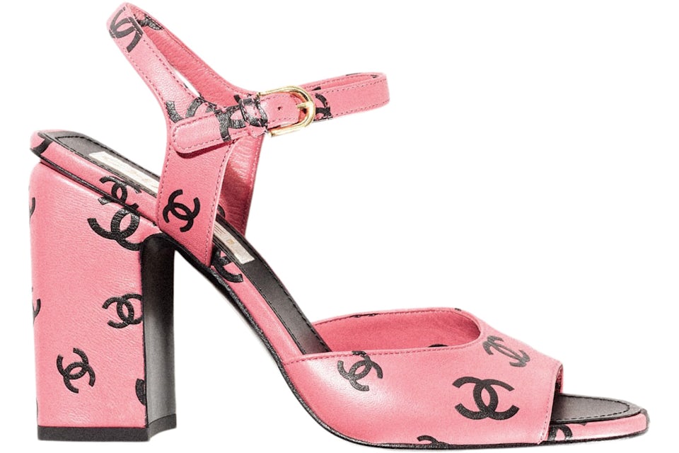 Chanel CC 100mm Heeled Sandal Pink Leather - G38969 X56530 K4158 - US