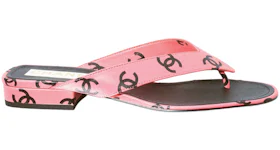 Chanel CC 20mm Heeled Thong Sandal Pink Leather