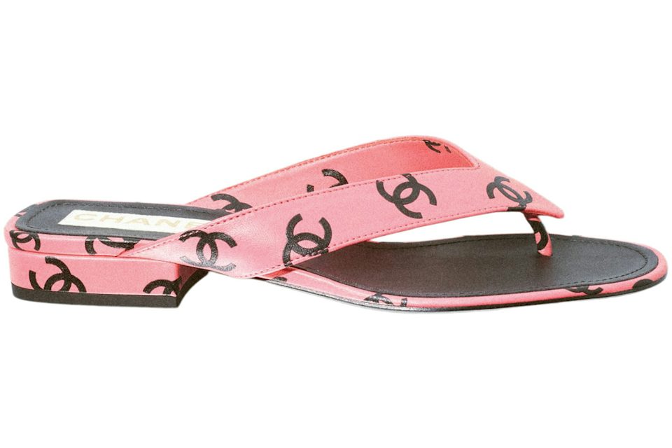 Chanel CC 20mm Heeled Thong Sandal Pink Leather - G38978 X56530 K4158 - US