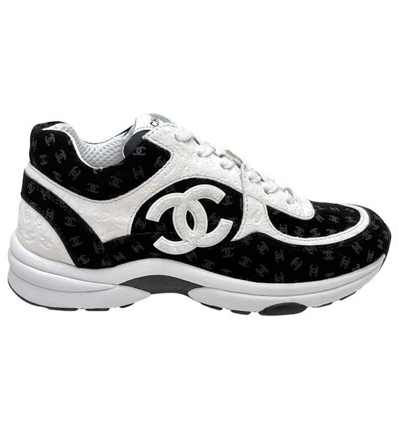 Athletic Shoes Chanel Cc Calfskin Logo Black White Sneaker Runners