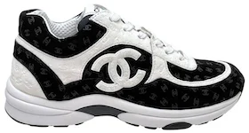 Chanel CC Embossed Logo Black White Suede