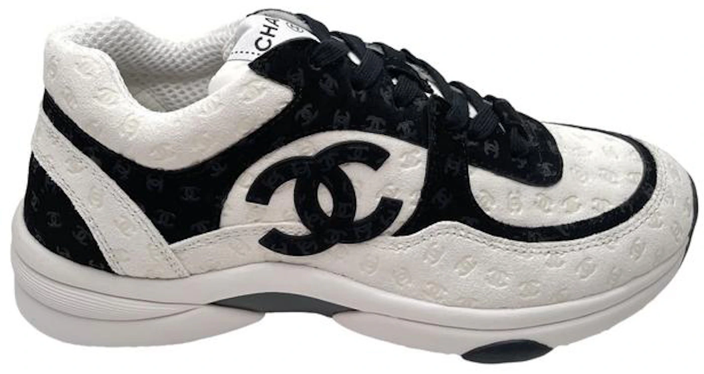Chanel CC Embossed Logo White Black Suede - G39230 X56689 K4719 - US