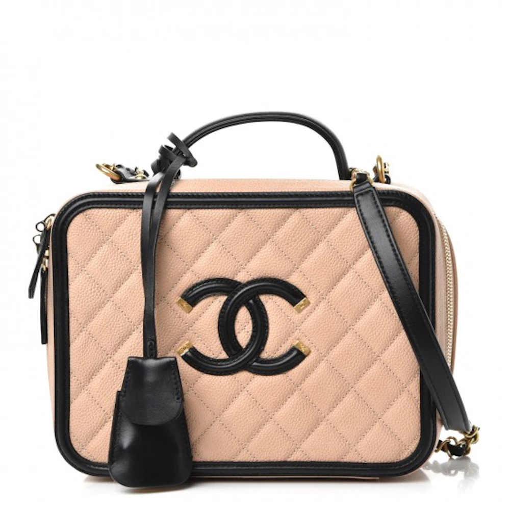 Chanel Filigree Vanity Case Quilted Caviar Small Auction