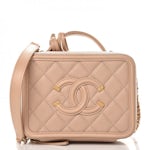 CHANEL VANITY CASE 20CM (2479xxxx) METALLIC SILVER CAVIAR LEATHER, WITH  CARD & BOX, NO DUST COVER