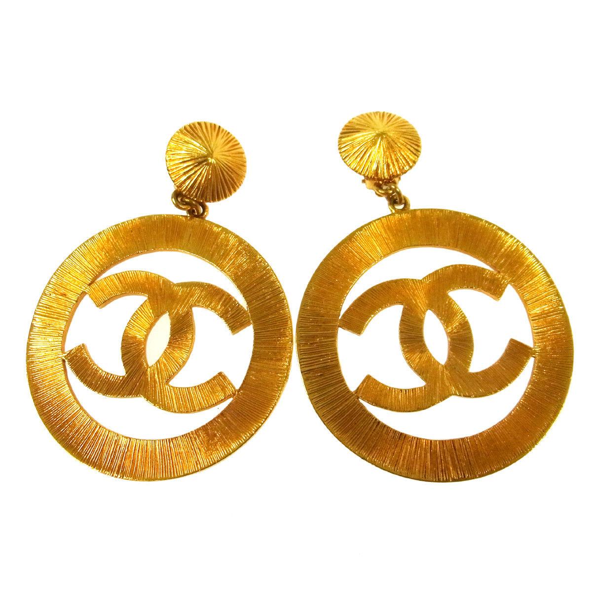 Vintage CHANEL Gold CC Logo ClipOn Earrings Used From Japan  eBay