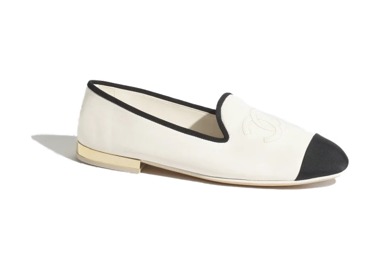 Chanel CC Loafers White Black Lambskin - G39000 Y56481 K5914 - US
