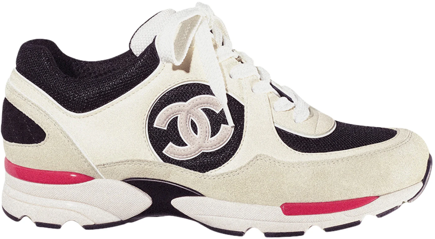 Chanel CC Embossed Logo White Black Suede