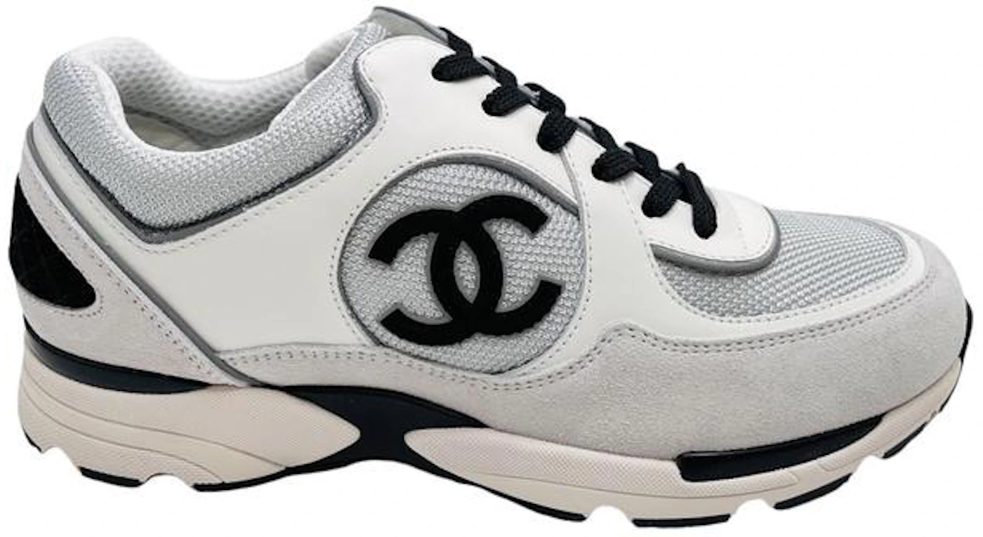 Chanel 23A White Calfskin Leather CC Logo Tie Flat Runner Trainer Sneaker  35.5