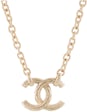 CHANEL Pearl Crystal CC Pendant Necklace Gold 786174