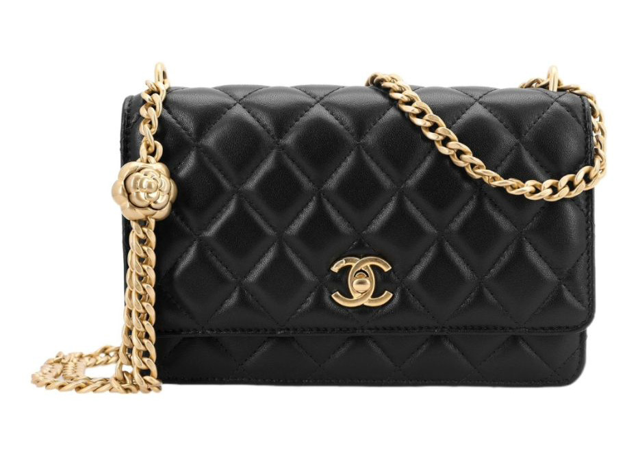 Chanel Camellia Adjusting Buckle Chain with Gold CC Logo WOC Black  (AP3297-B10702-94305)