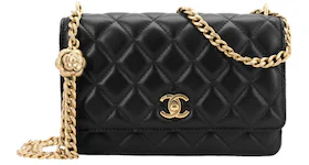 Chanel Camellia Adjusting Buckle Chain with Gold CC Logo WOC Black (AP3297-B10702-94305)