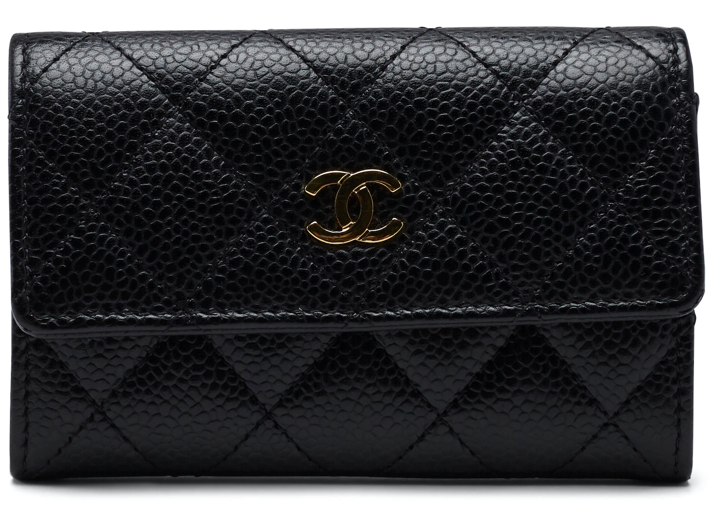 Chanel CC Card Holder Quilted Caviar Gold-tone Black in Caviar with Gold-Tone  - US