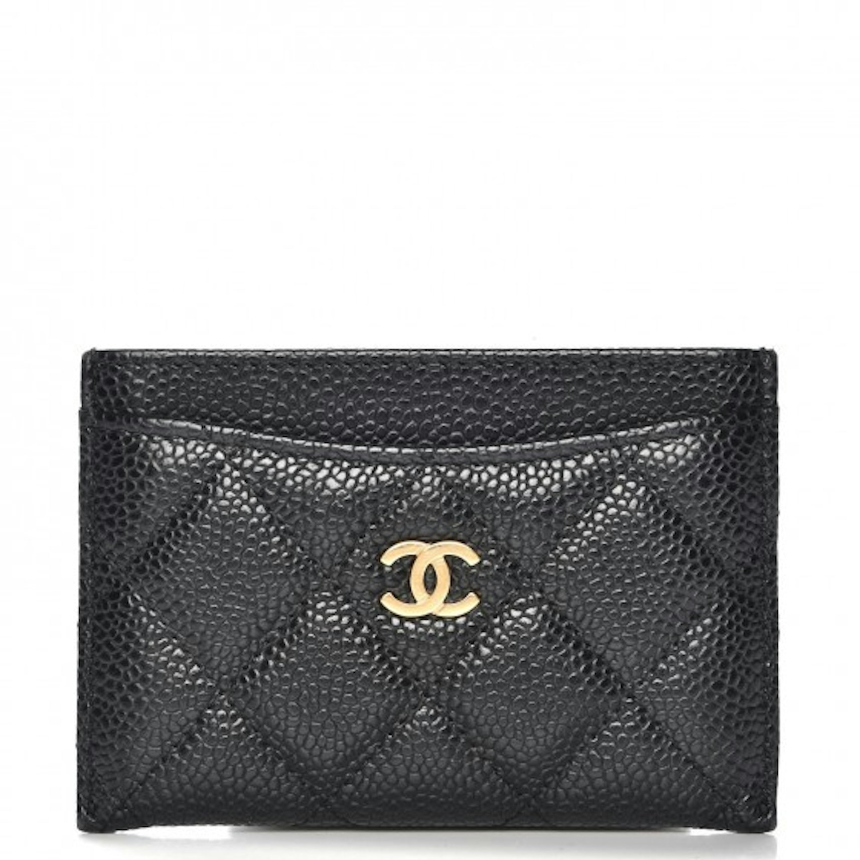 Chanel Classic Card Holder Caviar Gold-tone Black in Caviar Leather Gold-Tone -