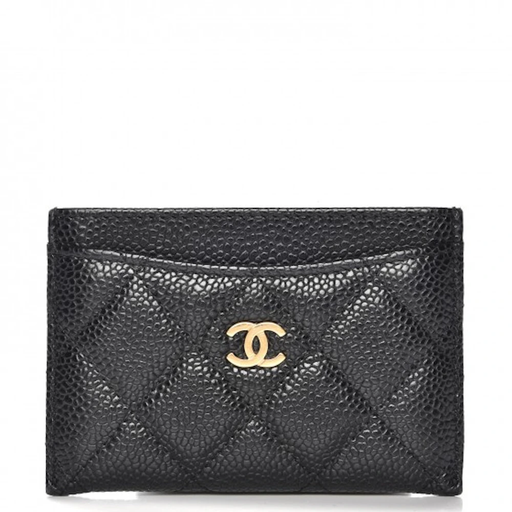 Chanel Classic Card Holder Caviar Gold-tone Black in Caviar Leather Gold-Tone -