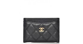 Chanel Card Holder Quilted Caviar Gold-tone Black in Caviar with Gold-tone  - US