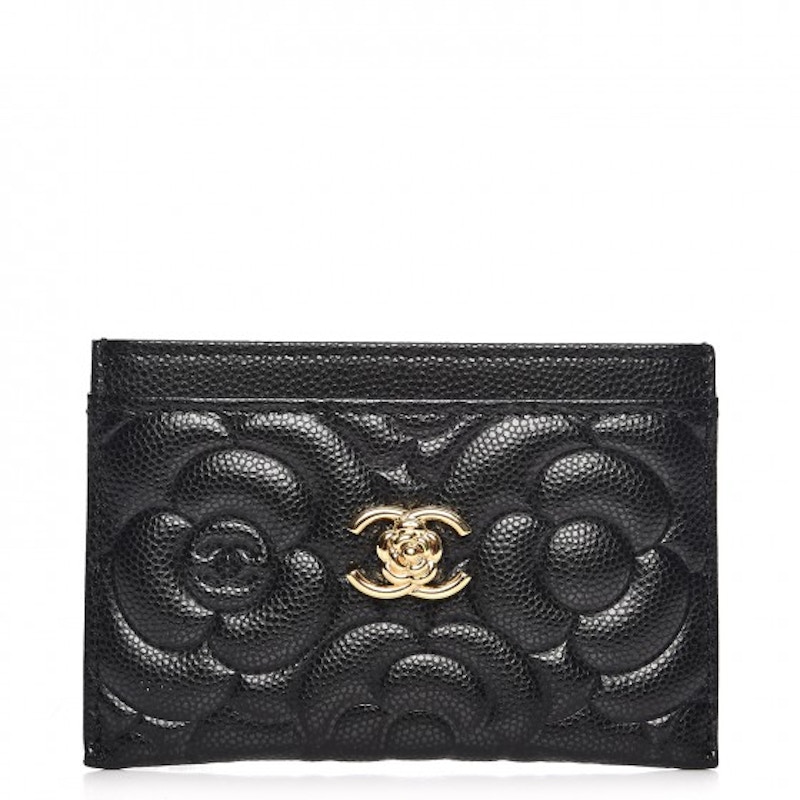 chanel camellia card holder