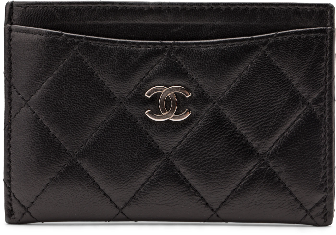 Chanel Classic Card Holder Quilted Lambskin Silver-tone Black in Lambskin  with Silver-Tone - US