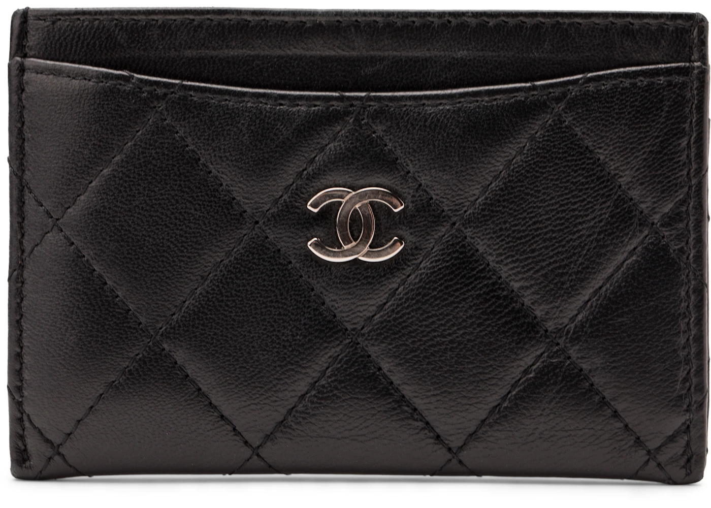 chanel classic card holder quilted lambskin silver tone black in lambskin with silver tone chanel classic card holder