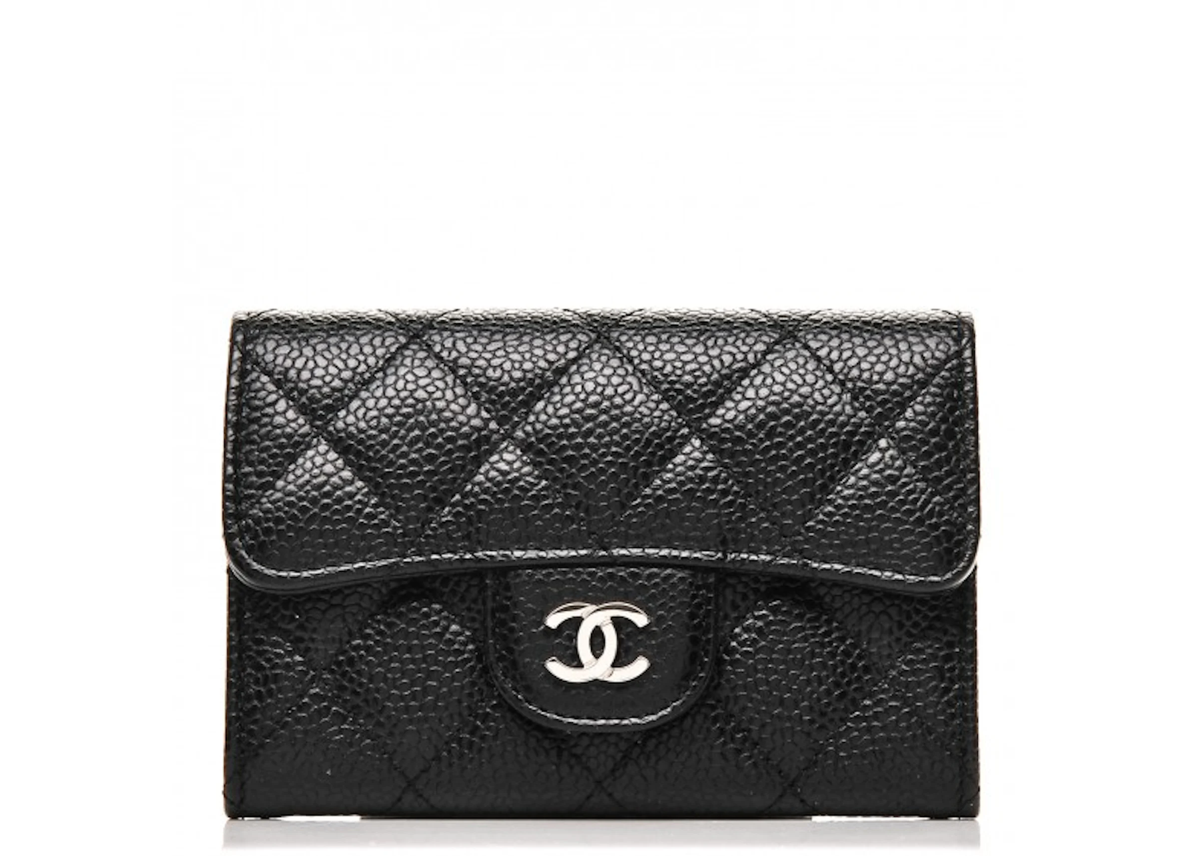 Chanel Flap Card Holder Quilted Caviar Silver-tone Black in Caviar with ...