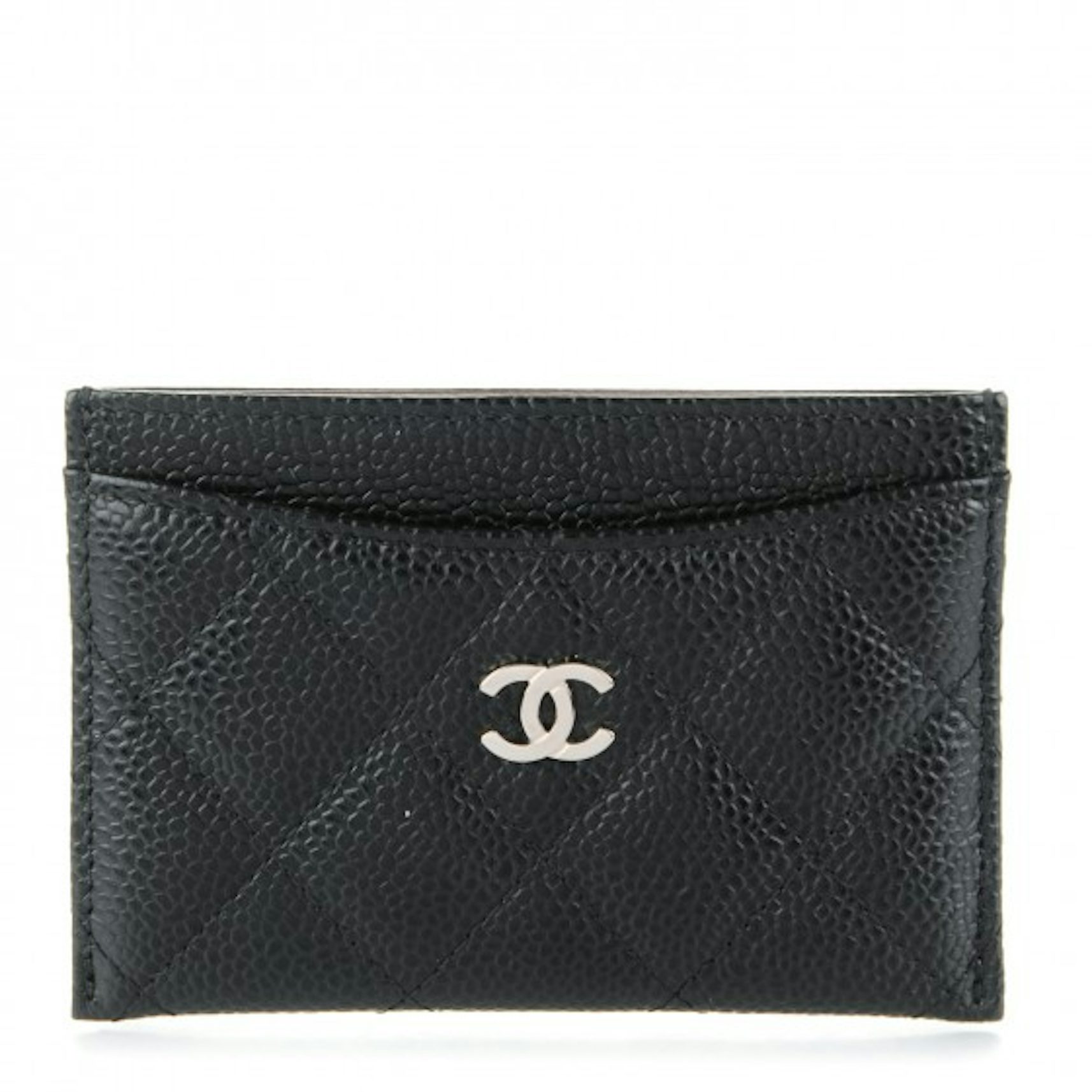  Chanel, Pre-Loved Black Quilted Caviar Card Holder