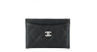Tarjetero Chanel Caviar Acolchado Plateado-tono Negro