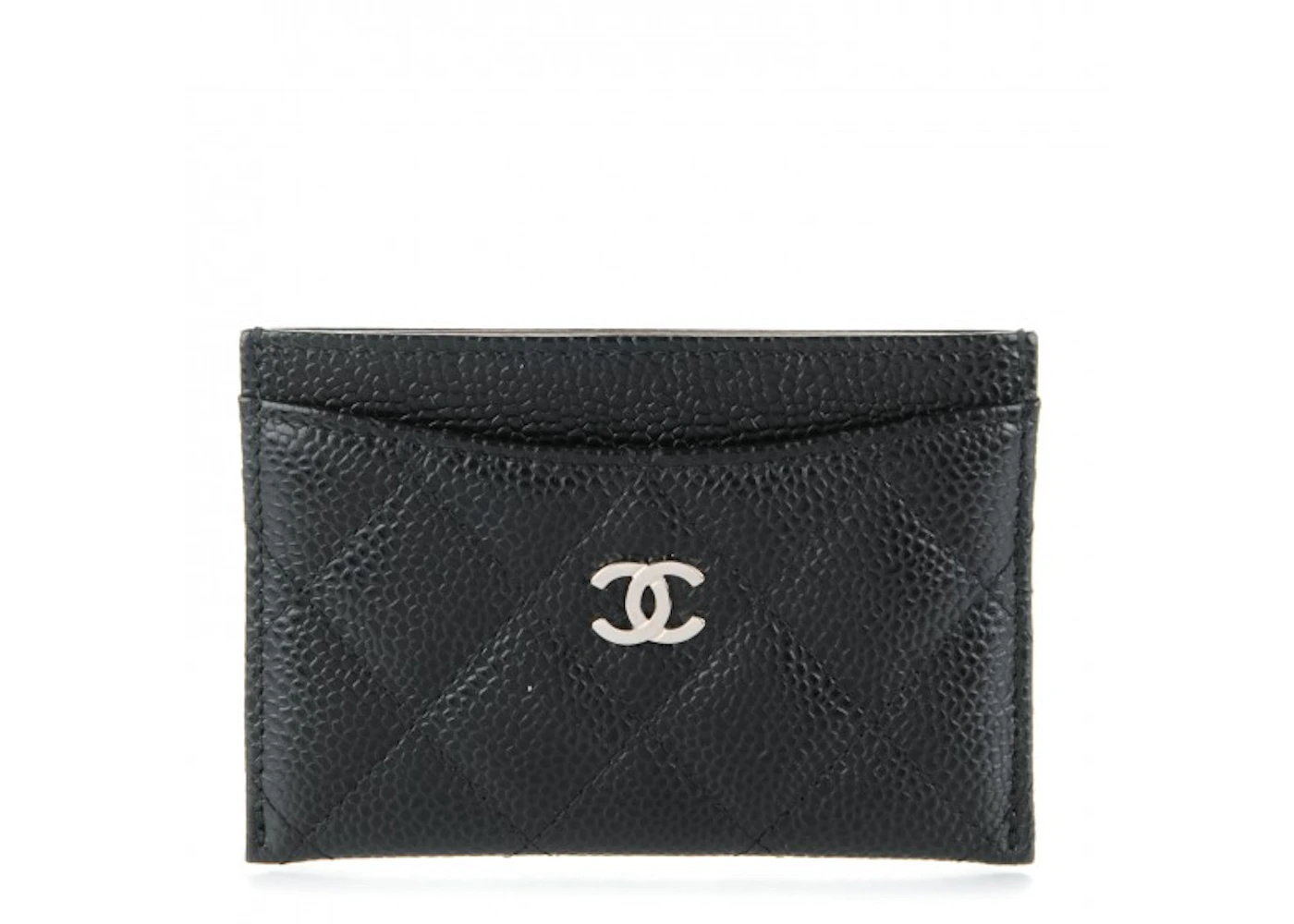chanel card holder quilted caviar silver tone black in caviar with silver tone chanel card holder quilted
