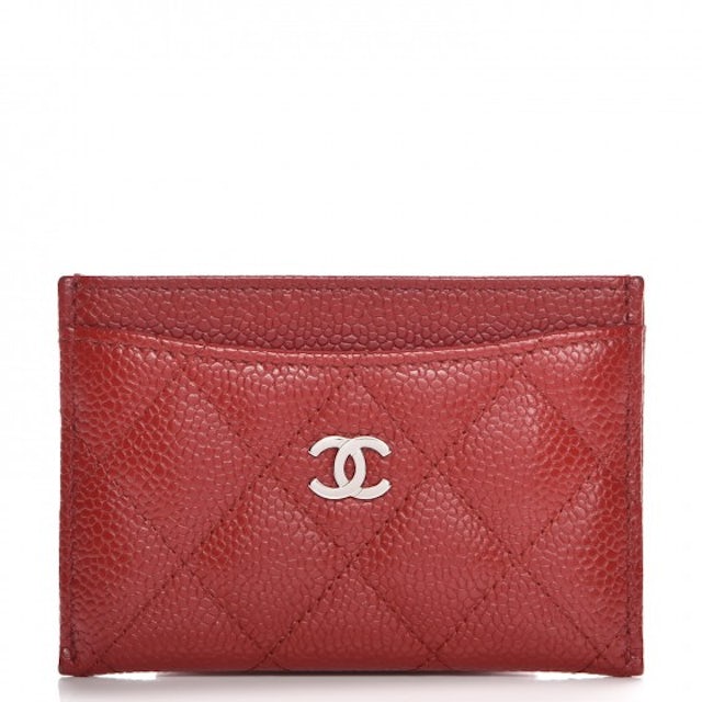 Chanel classic flap card holder in caviar black with silver hardware shw  series 30 BN Full set