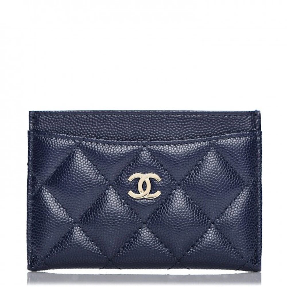 Chanel CC Card Holder Quilted Caviar Leather Wallet Red