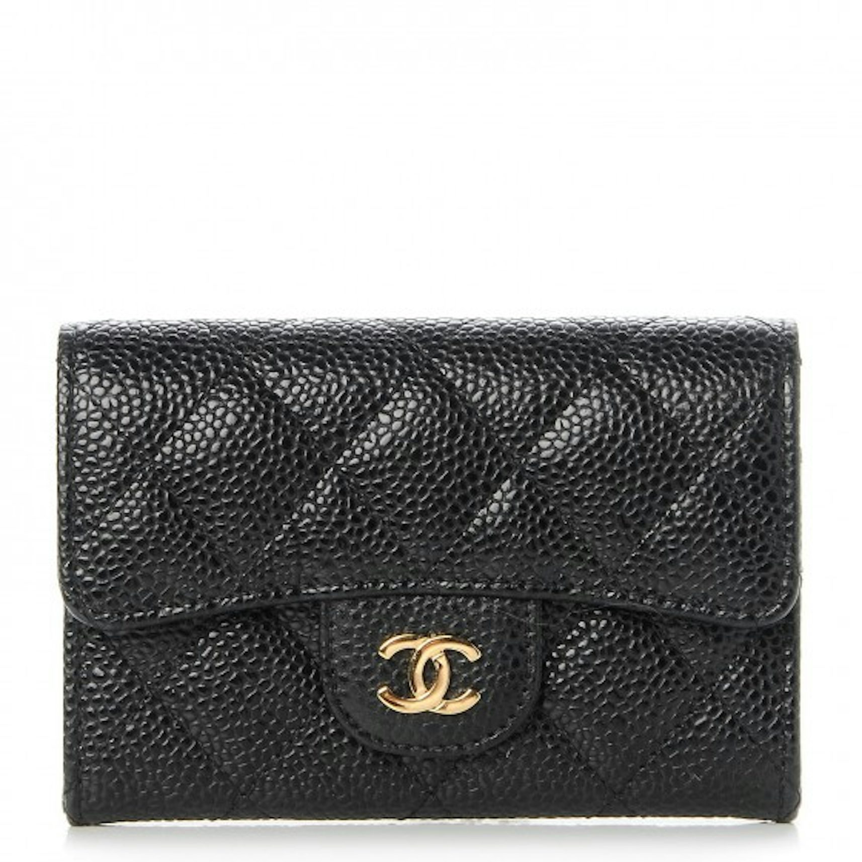 Chanel Card Holder Quilted Diamond Black/Burgundy in Caviar with
