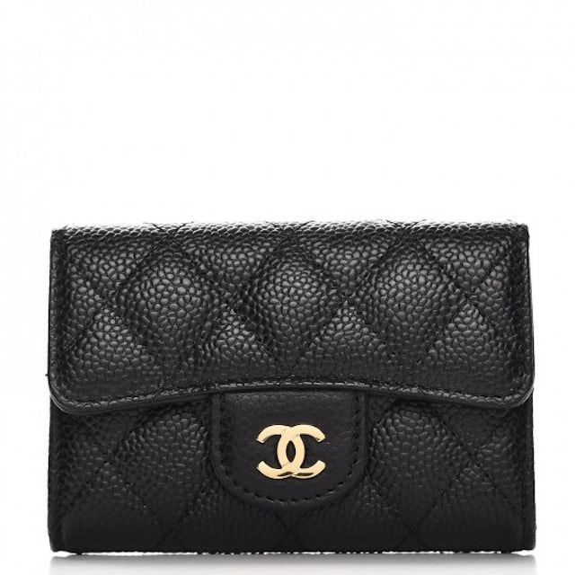 CHANEL Lambskin Quilted Book Card Holder Black 1295841