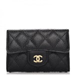 Chanel Caviar Quilted Flap Card Holder Black Gold Hardware – Coco