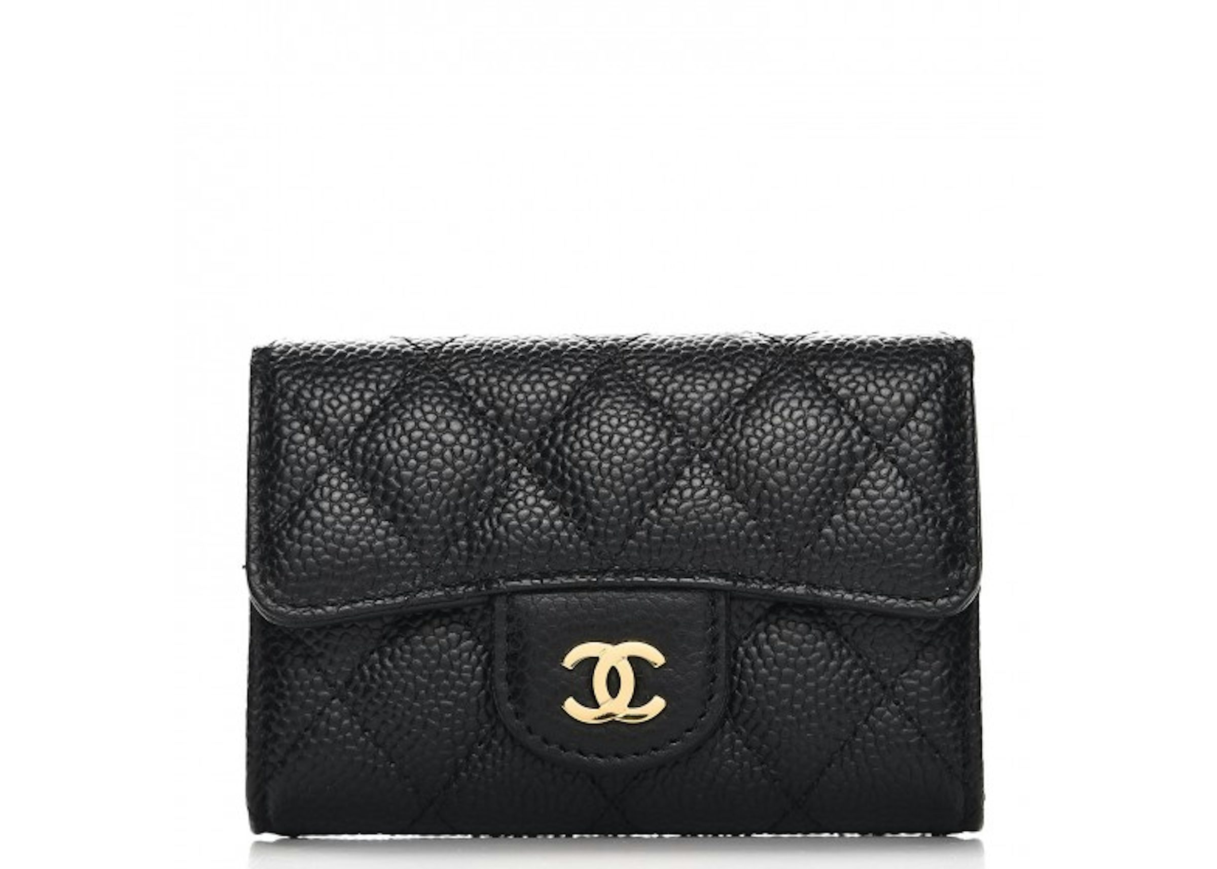 Chanel Card Holder Quilted Caviar Gold-tone Black in Caviar with Gold-tone  - US