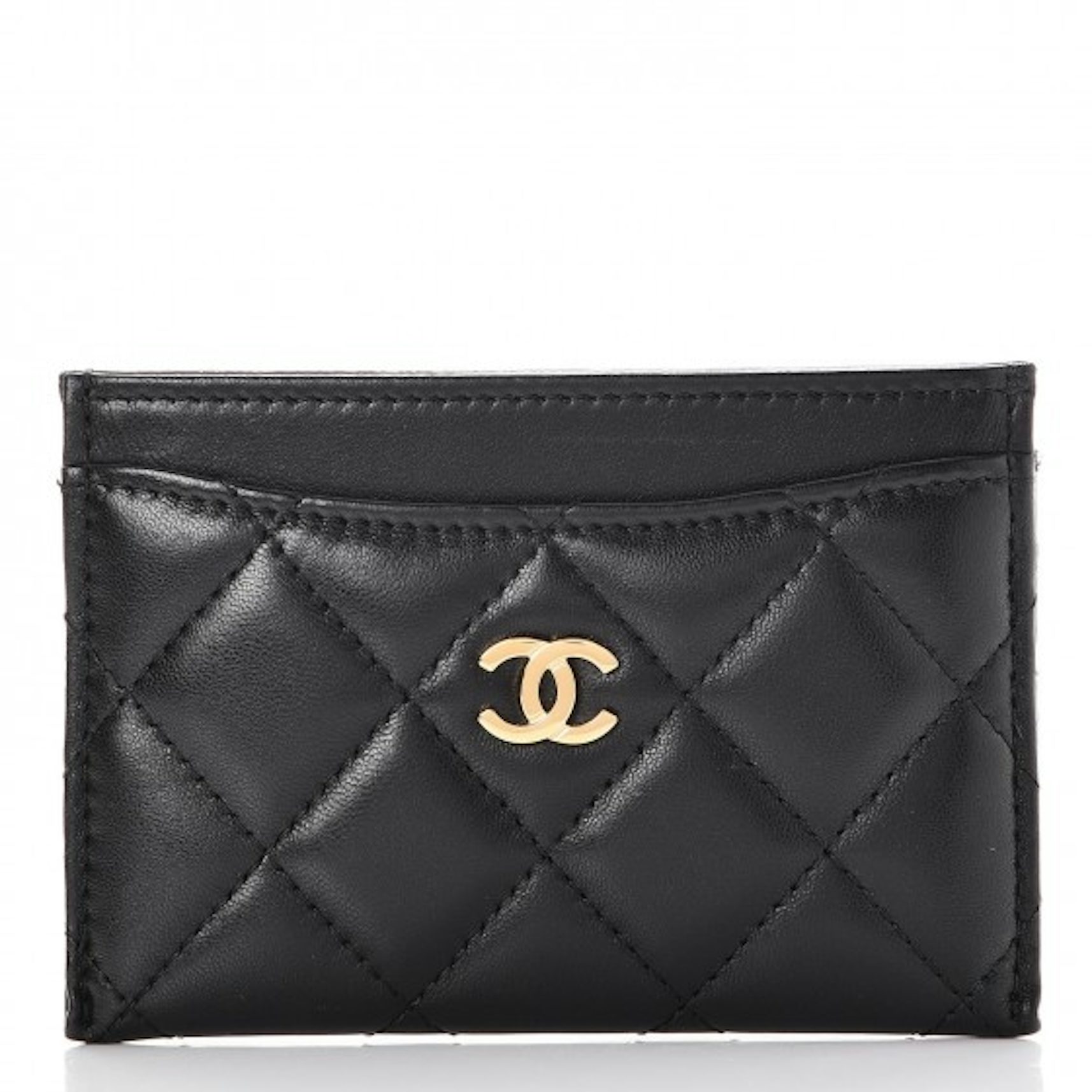 Chanel Card Holder Camellia Embossed Lambskin Black in Lambskin with  Silver-tone - US
